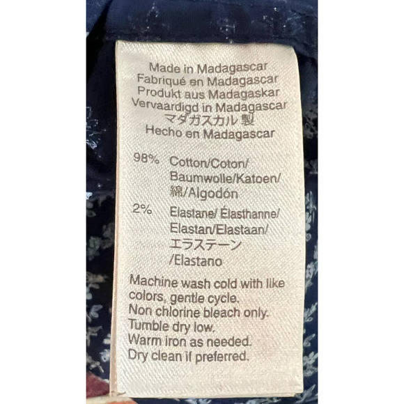 J Crew Secret Wash Stretch Button Up Floral Blue White Shirt Size Medium - Picture 5 of 6